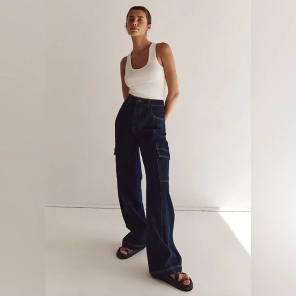 DISSH Brody indigo mid ride cargo jean